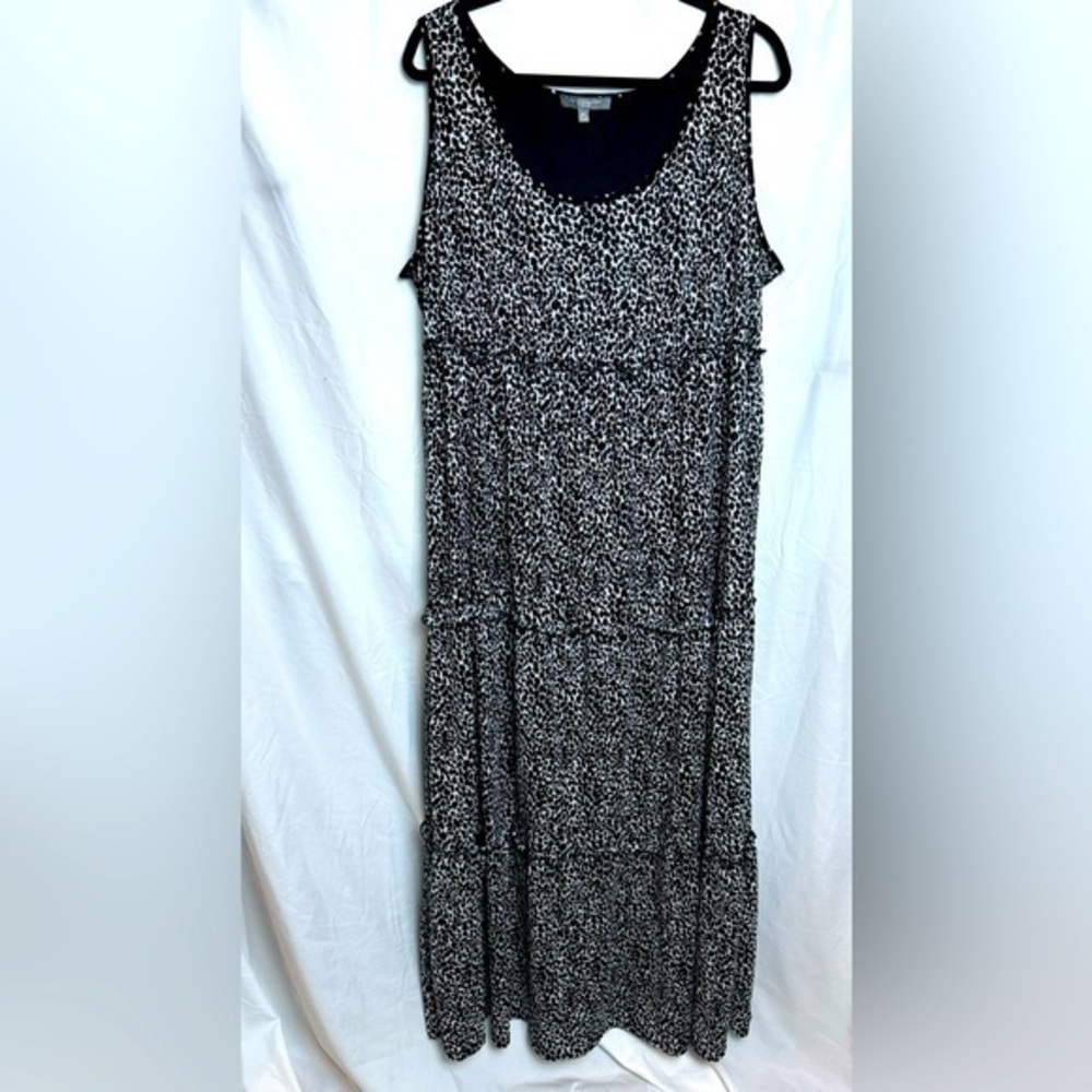 NY Collection Tiered Maxi Sleeveless Dress Animal Print Size 2X